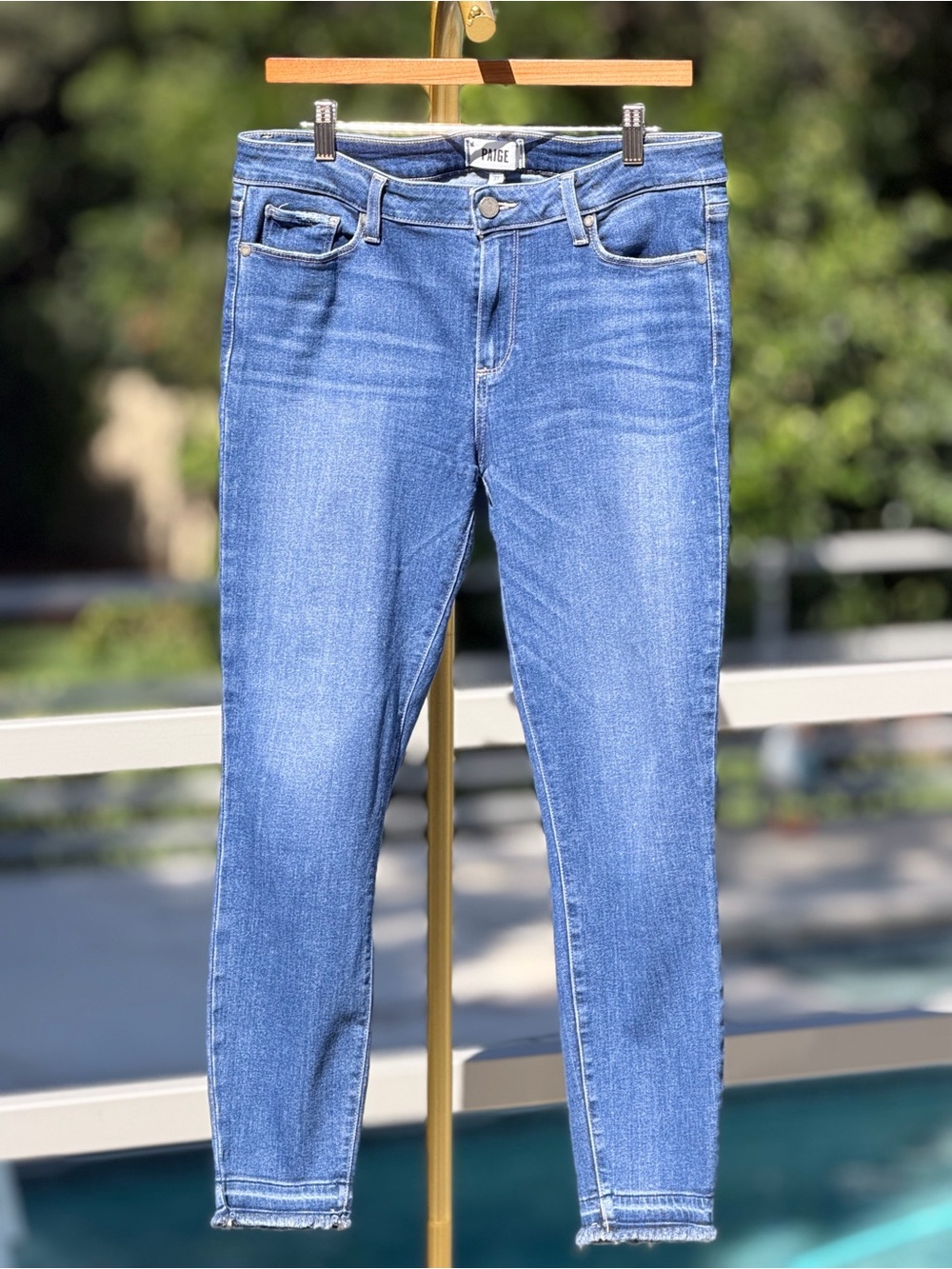 PAIGE Mid Wash Skinny Jeans in Light Blue